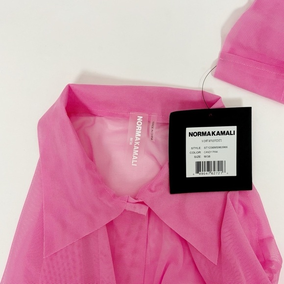 FLAW Norma Kamali Shirt with Faux Pockets in Candy Pink Size M - Picture 9 of 12